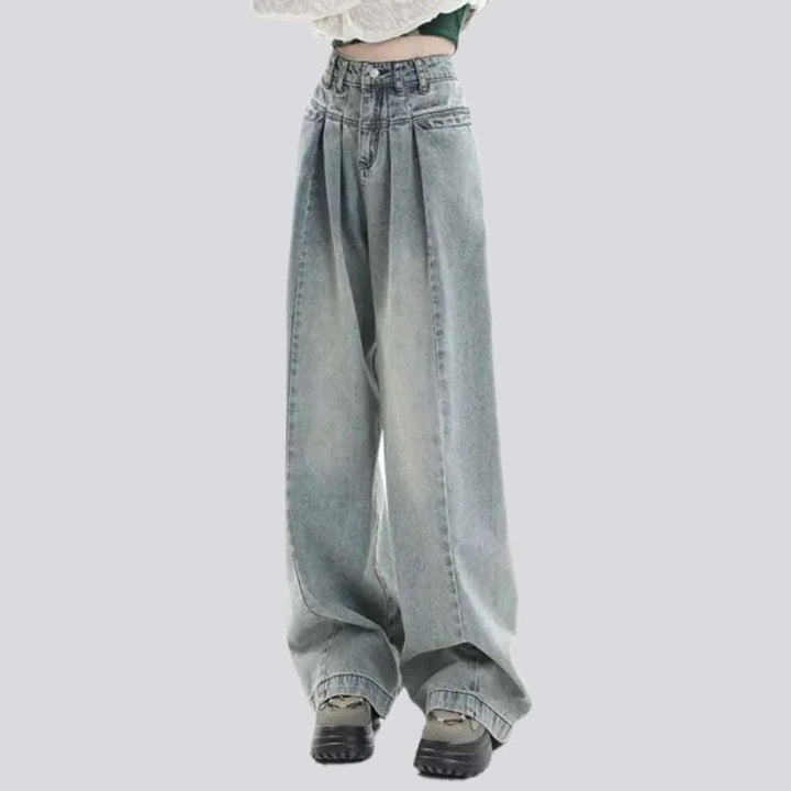Pleated waistline fashion jeans