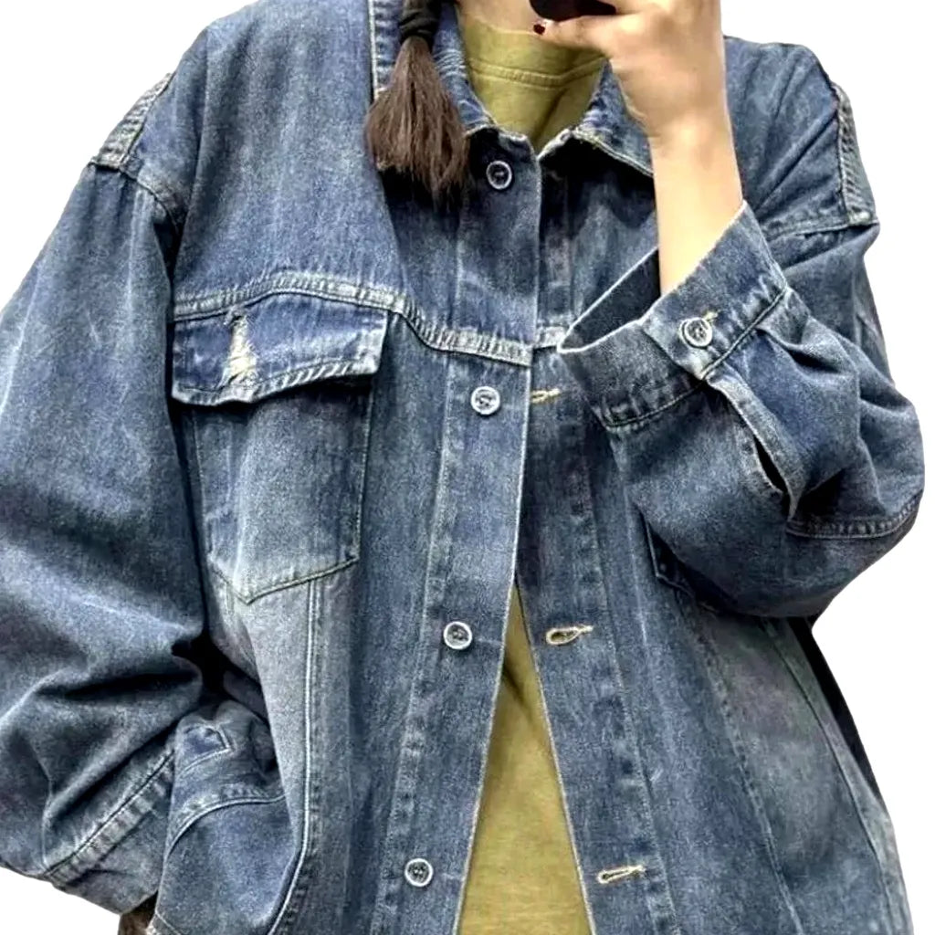 Embrace Comfort with Oversized Chore Jacket - Blue