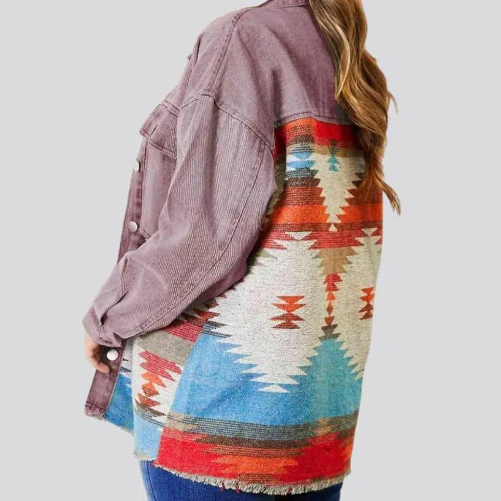 Color patchwork denim jacket
 for ladies