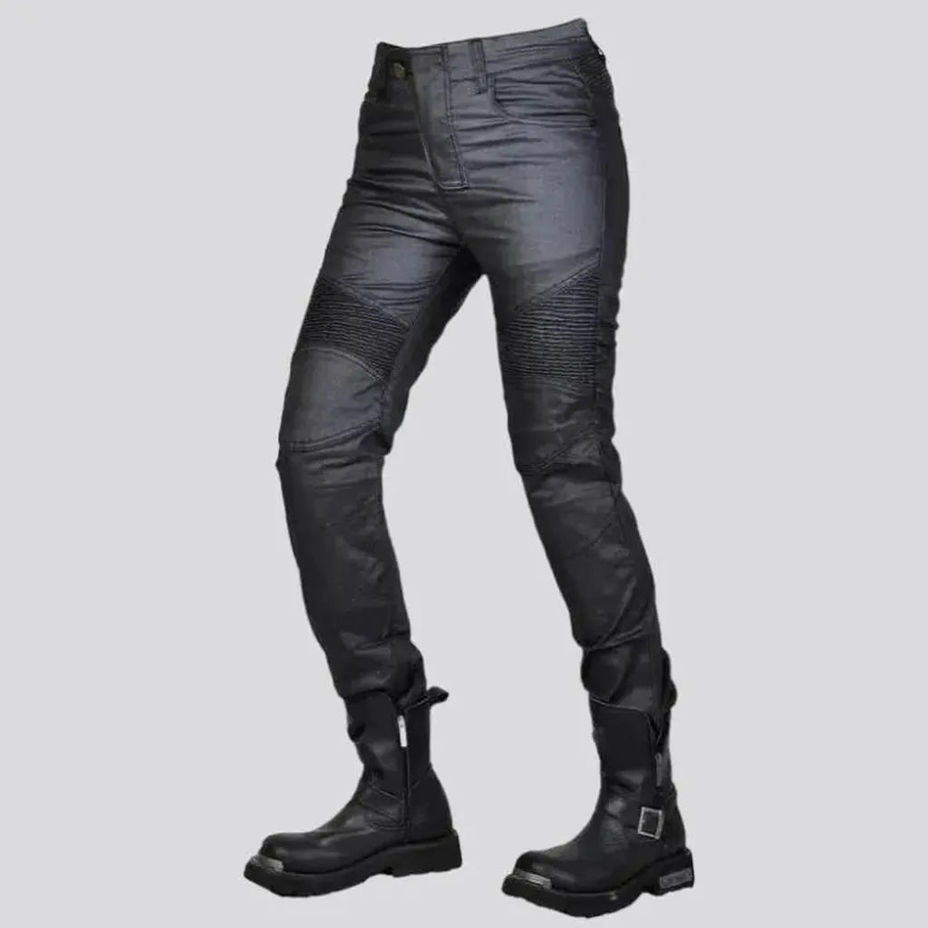 Wax biker jean pants
 for ladies