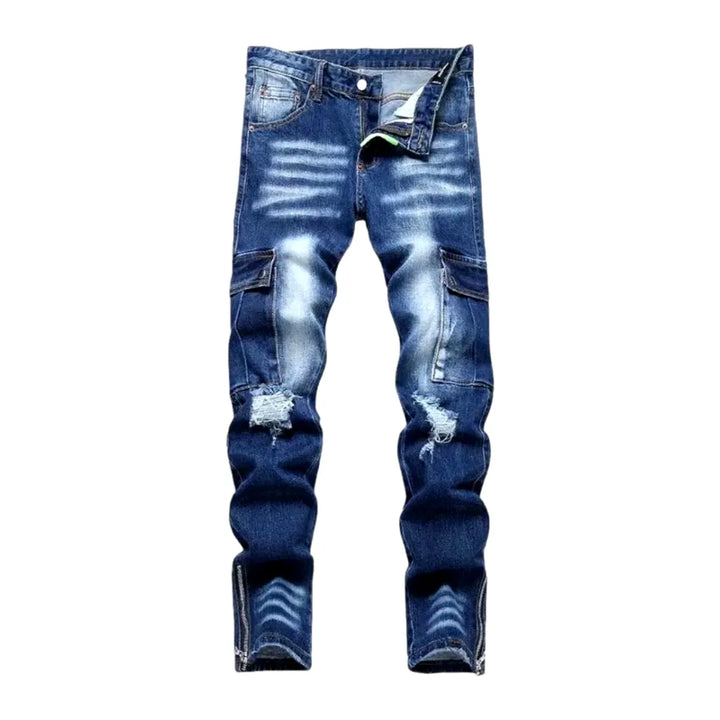 Skinny Fit with Cargo Pockets Men's Jeans - Blue