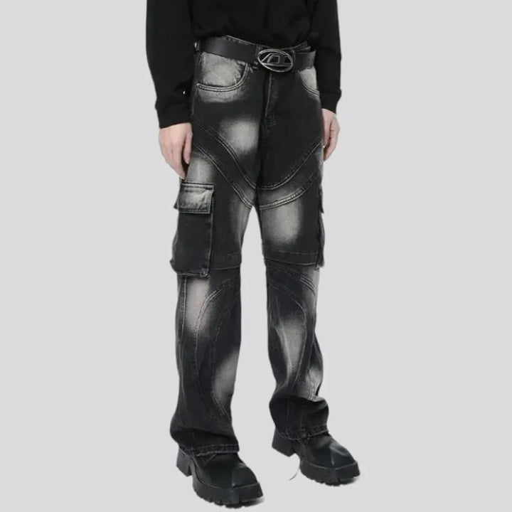 Sanded-stains men's fashion jeans