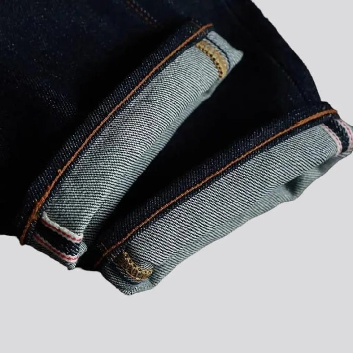 High-waist straight men's self-edge jeans