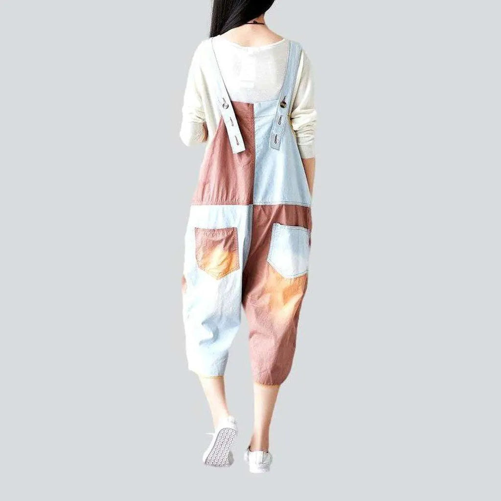 Painted urban women's denim jumpsuit