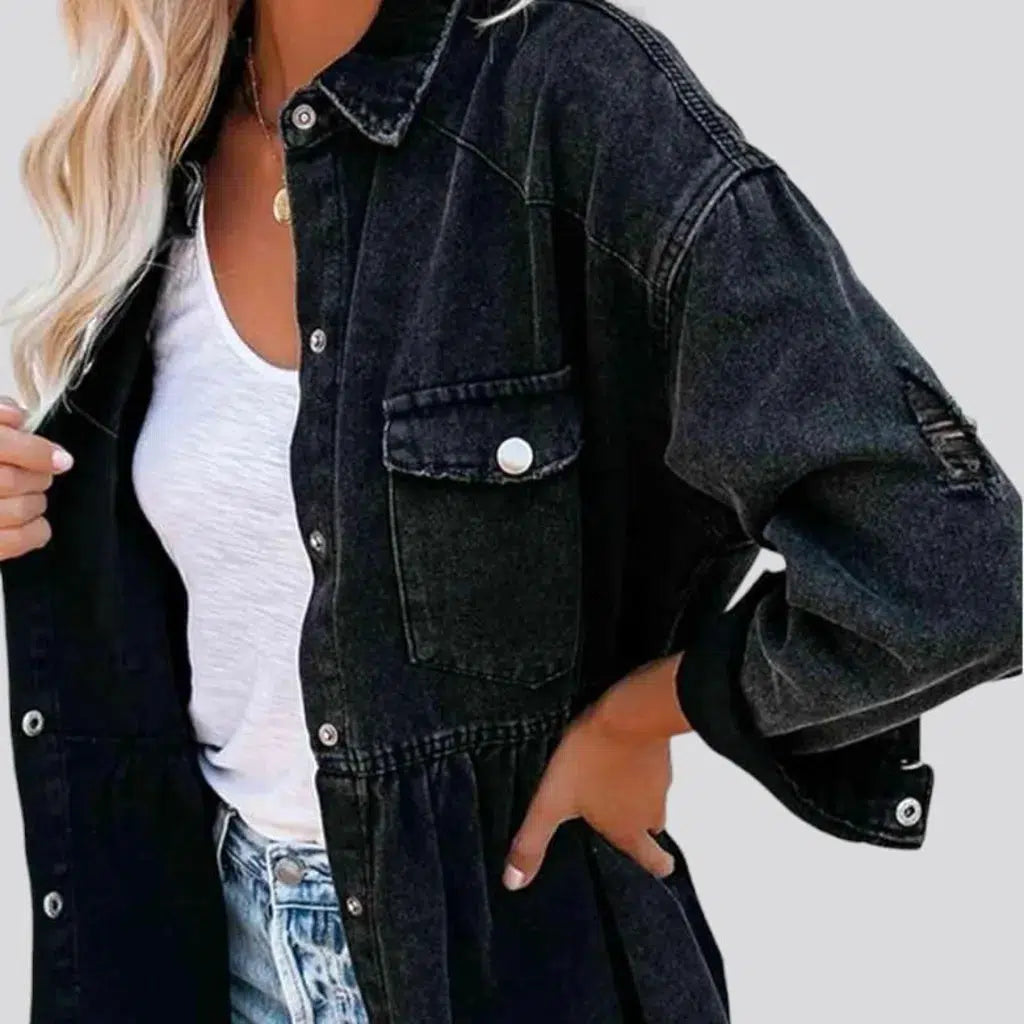 Raw-hem women's jean jacket