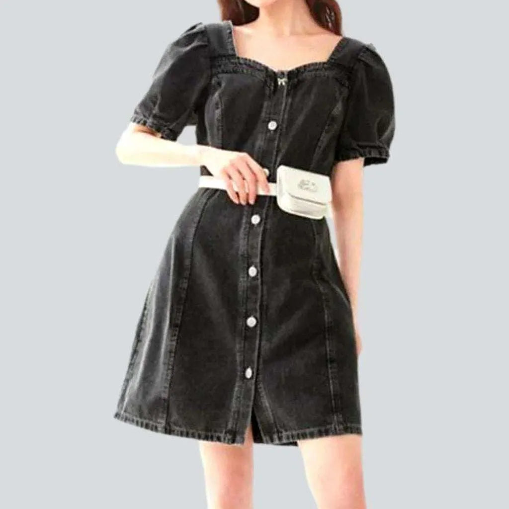Vintage wash buttoned denim dress