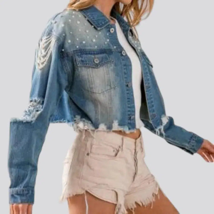 Vintage medium-wash jean jacket
 for ladies