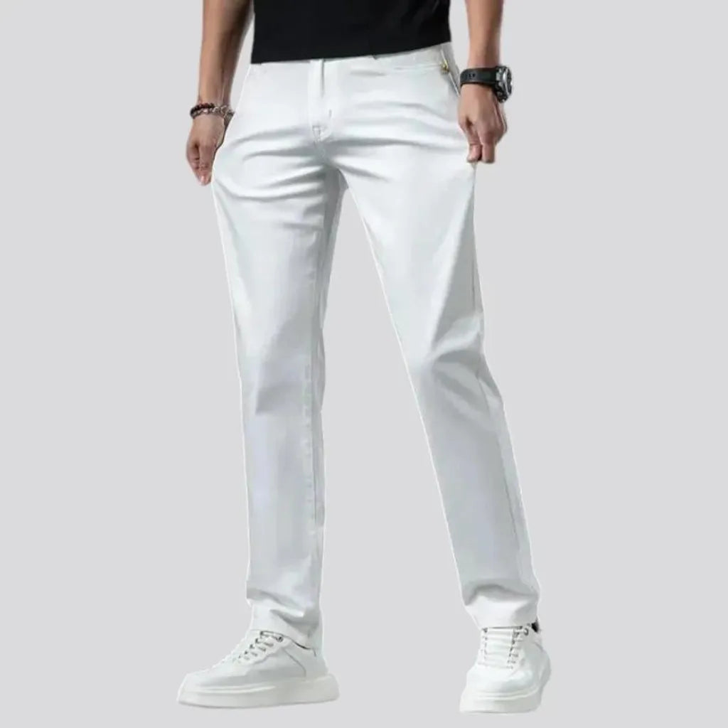 Mid rise tapered classic jeans for men