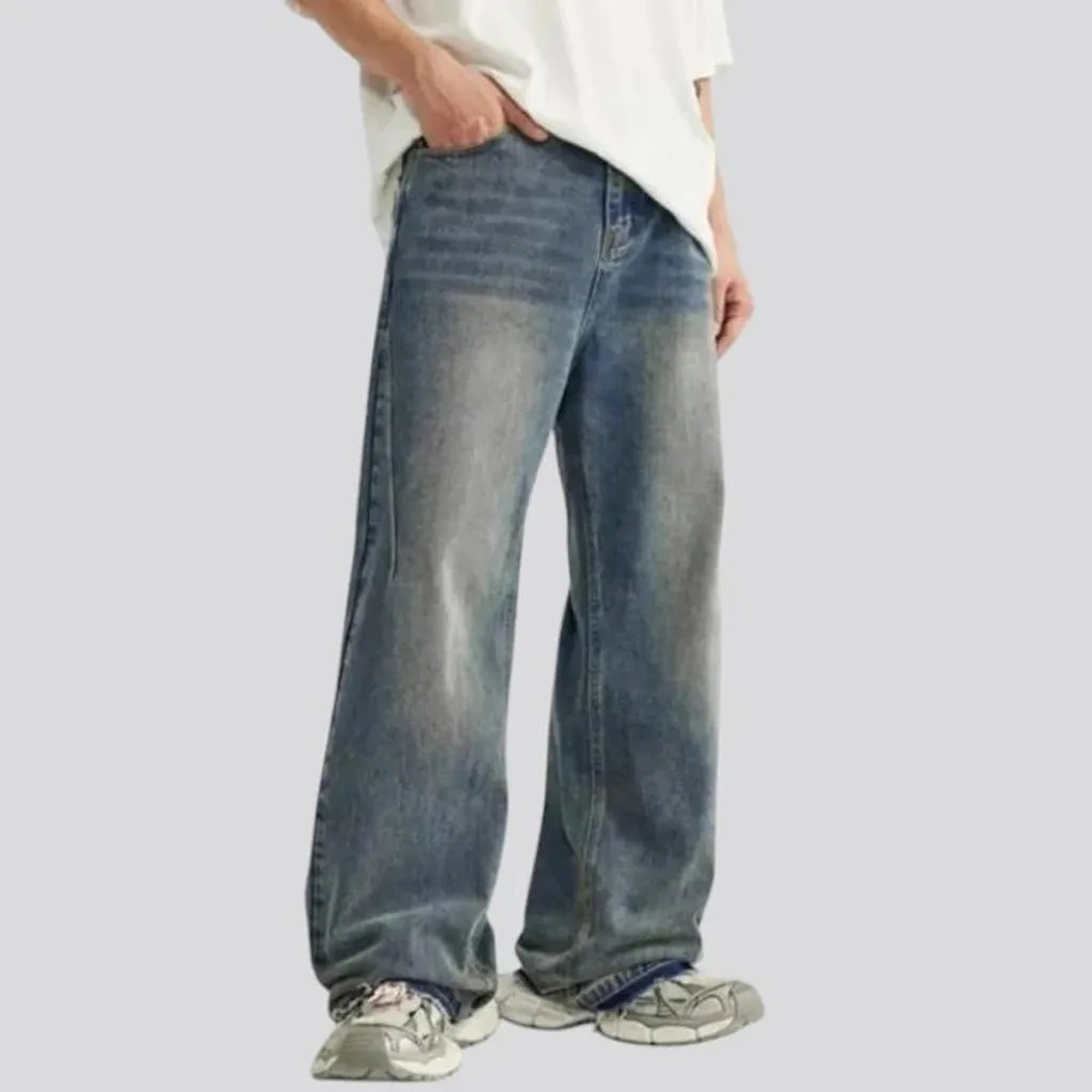 Whiskered street style light jeans for men