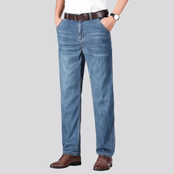 straight, vintage, sanded, thin, whiskered, stonewashed, high-waist, diagonal-pockets, zipper-button, men's jeans | Jeans4you.shop