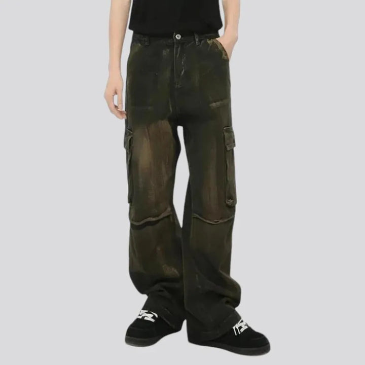 Mid rise cargo men's jeans