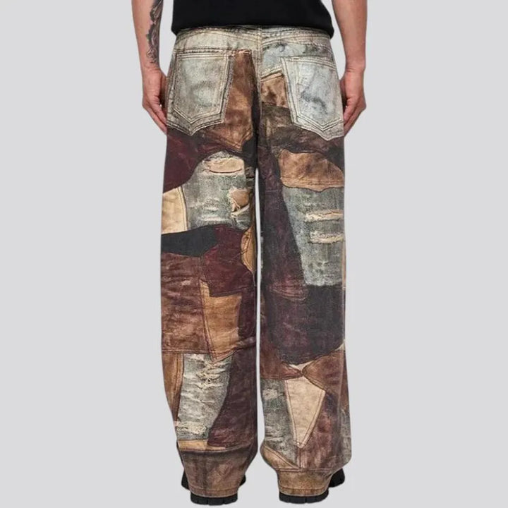 Mid rise multi-color men's jeans