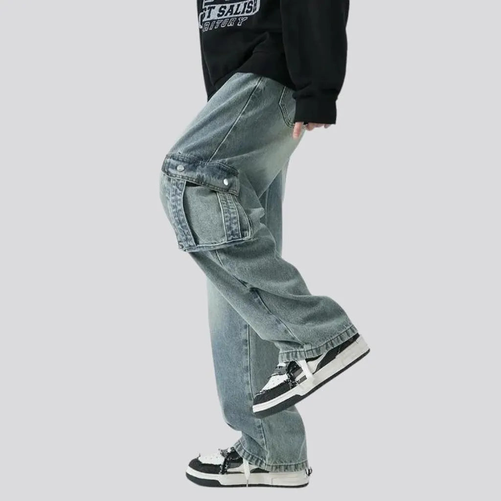 Cargo sanded jeans
 for men