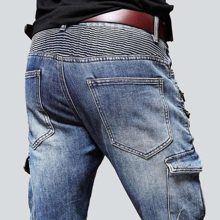 Cargo biker jeans with zippers