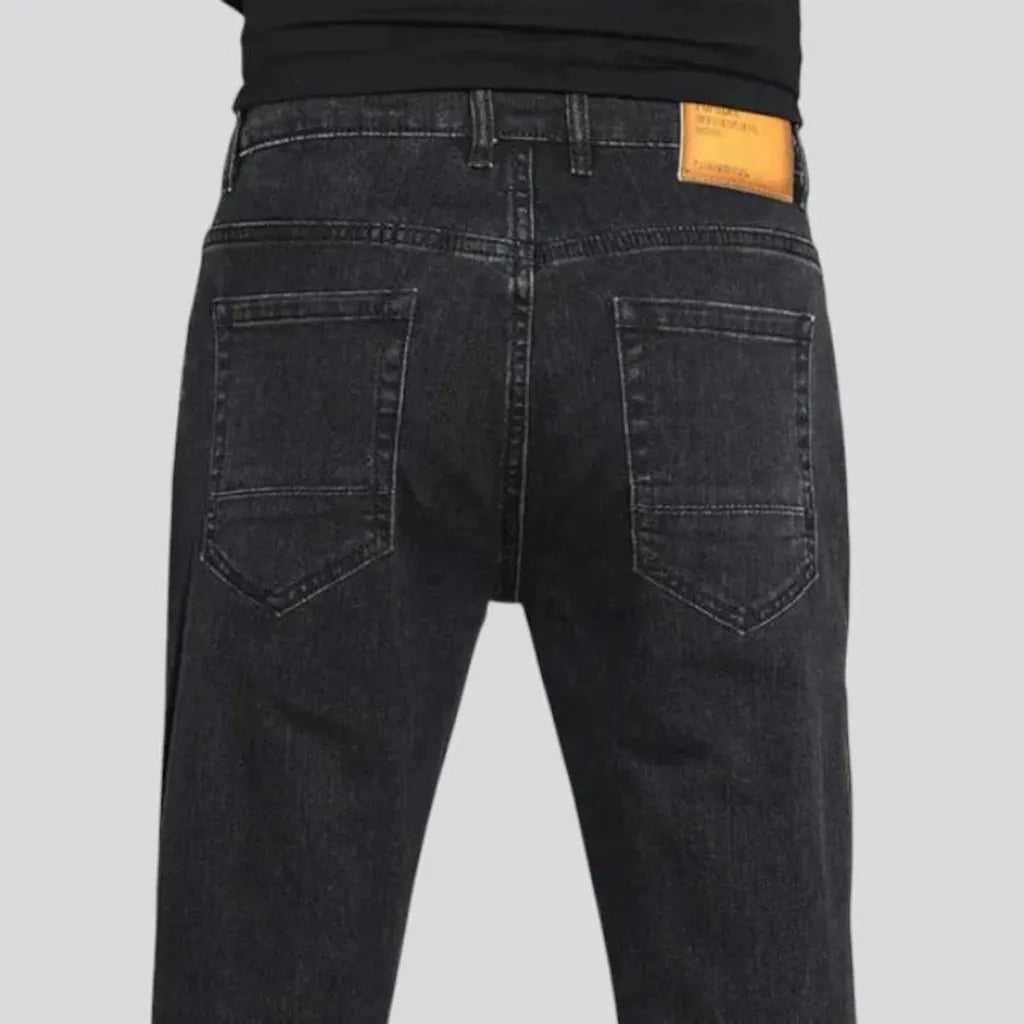 Flexible elastic straight-cut men's jeans