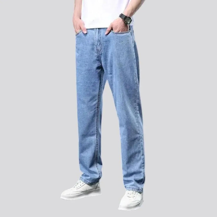 Stonewashed men's thin jeans