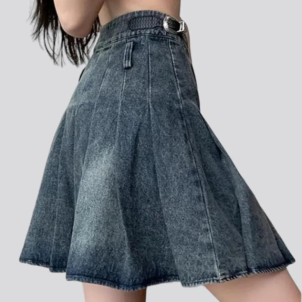 Fashion pleated jean skirt
 for women