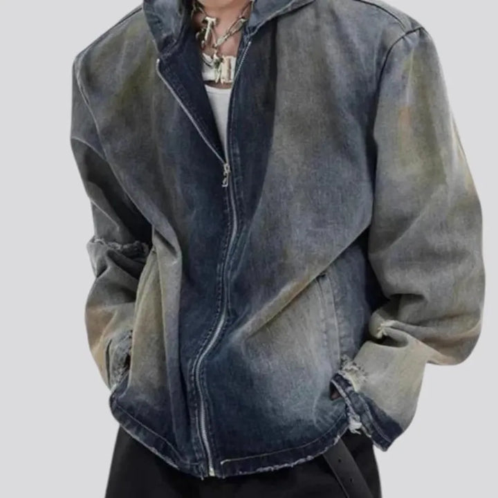 Fashionable grunge oversized men's denim jacket