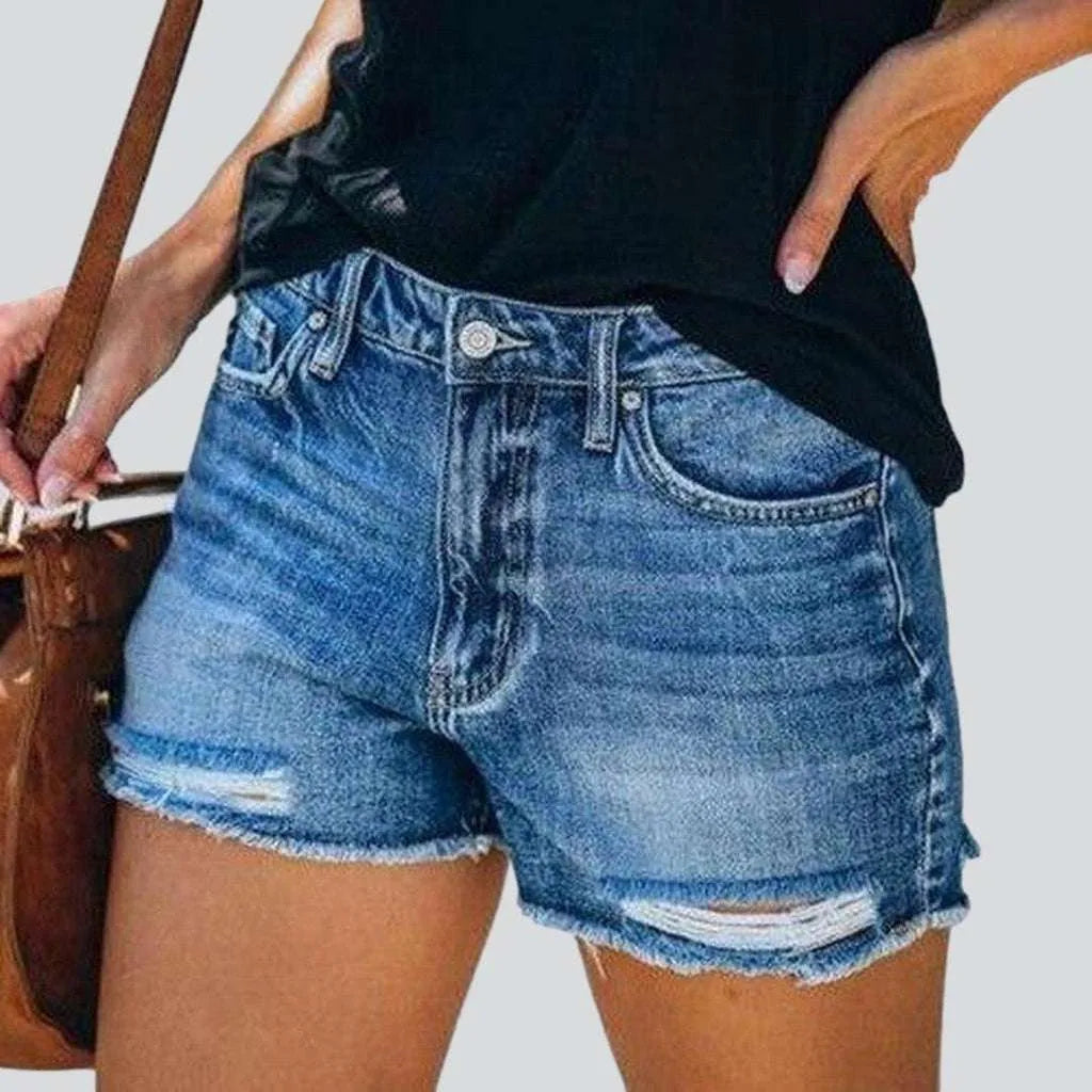 Ripped women's jeans shorts