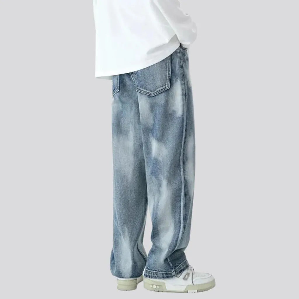 High-waist painted jeans
 for men