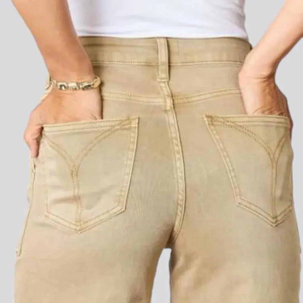 Raw-hem sand jeans
 for ladies