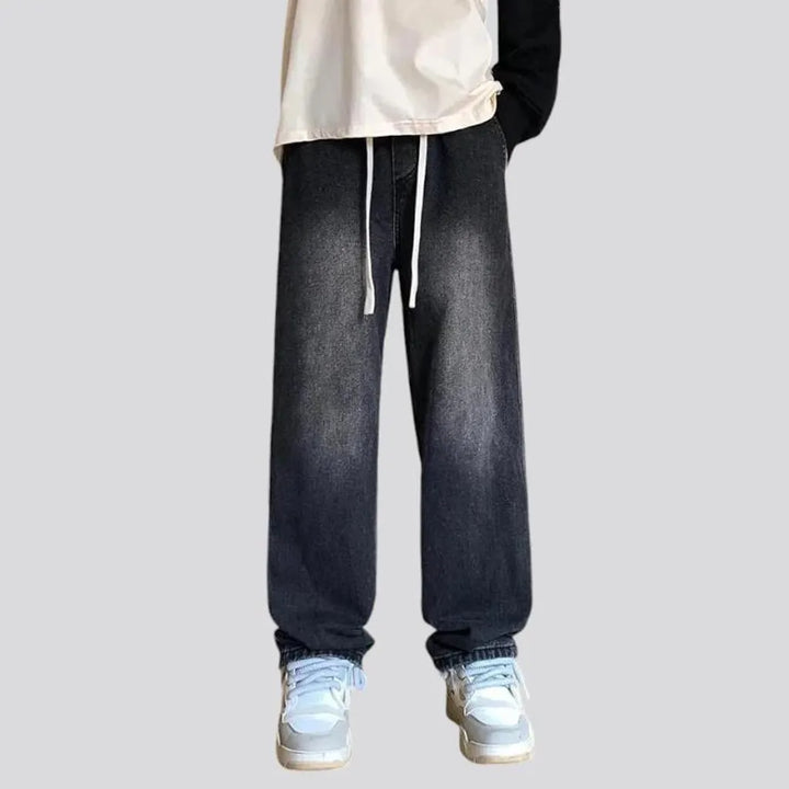 Stylish mid waist men's denim joggers