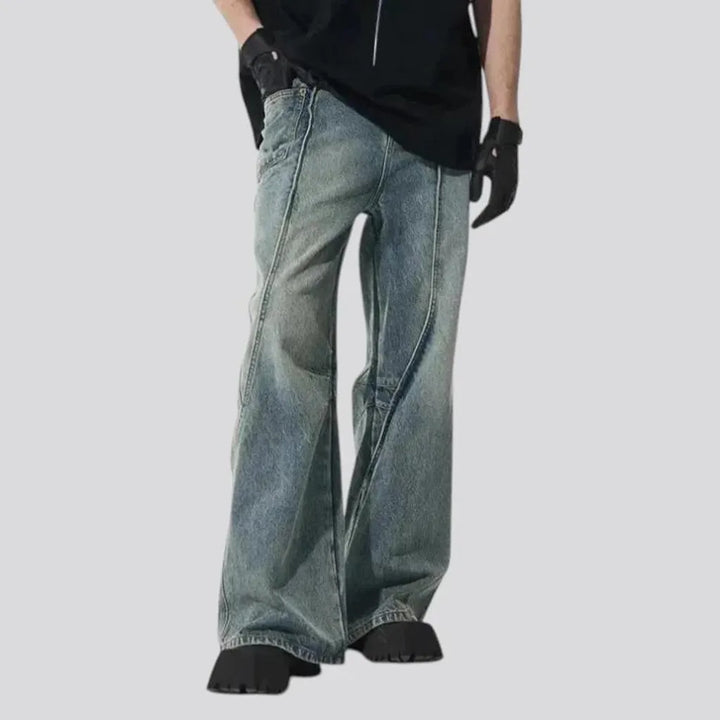 Baggy mid-rise light men's jeans