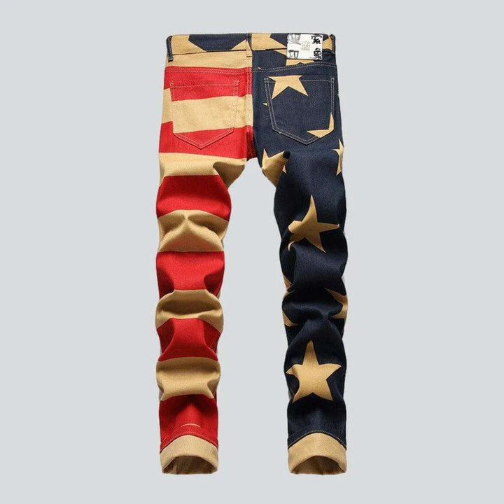 American flag painted men's jeans