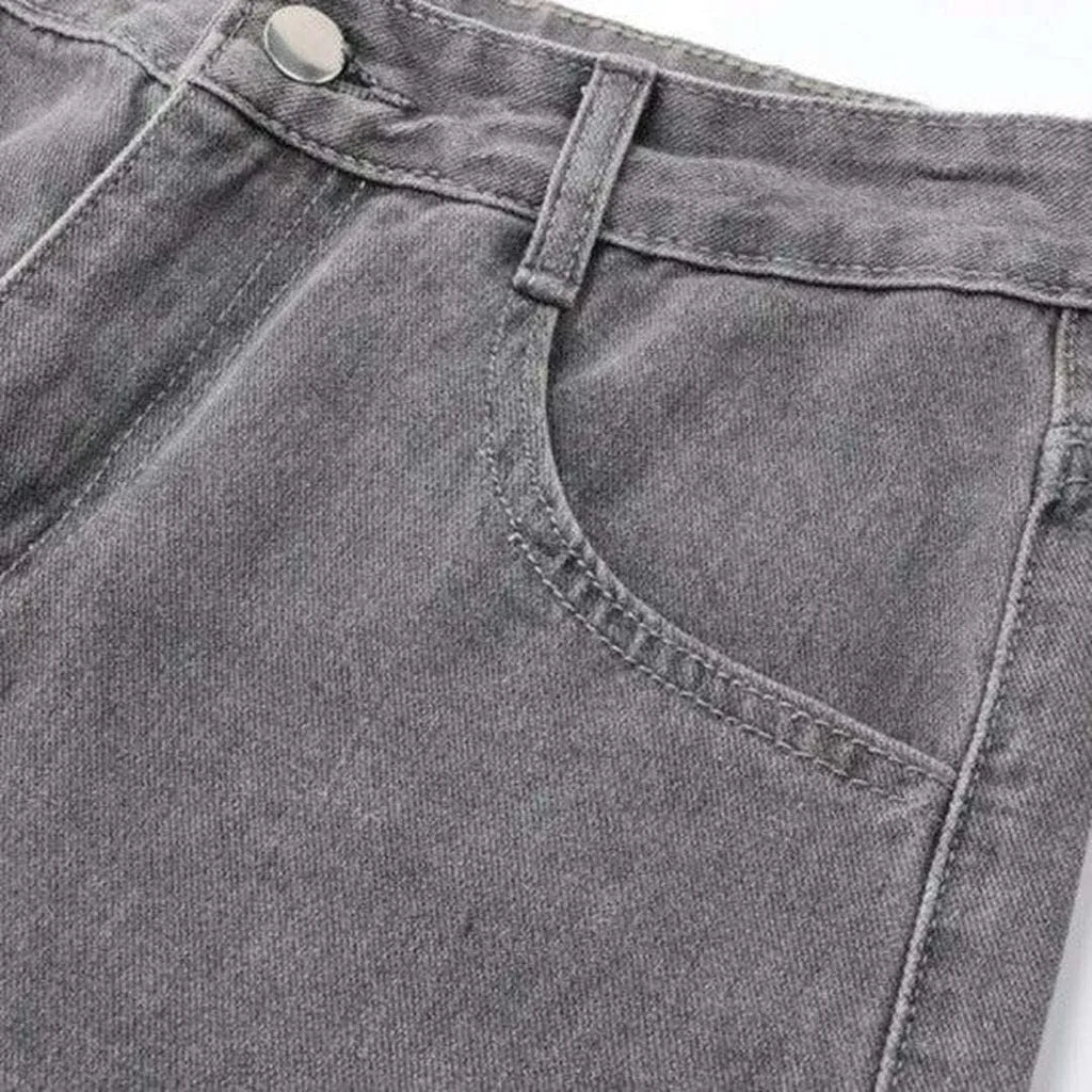 Side drawstrings women's baggy jeans