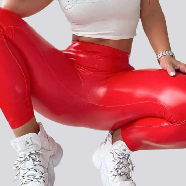 Latex wax women's denim pants