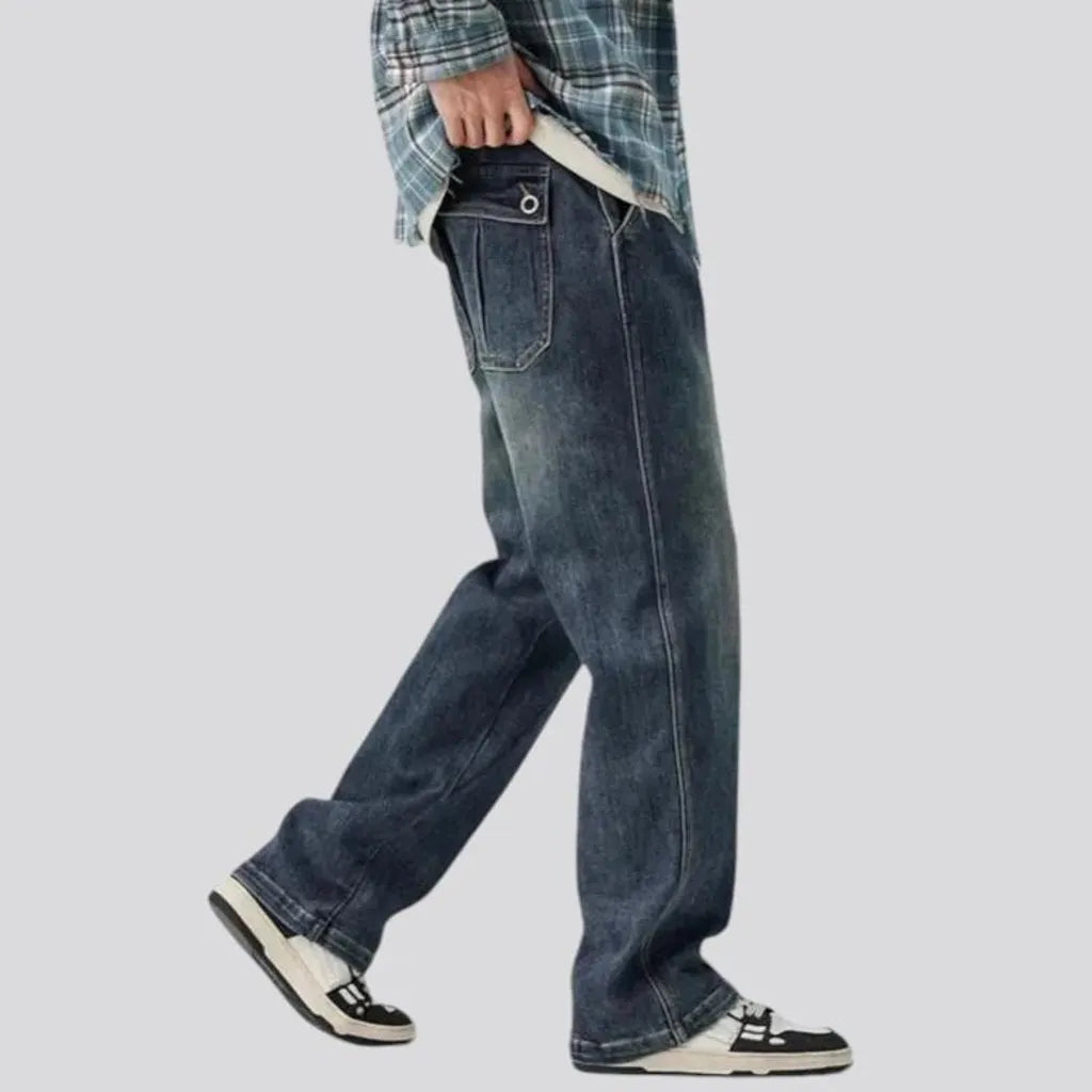 Sanded vintage baggy fit men's jeans