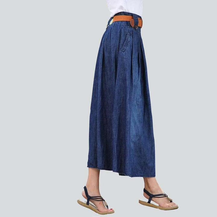 Long denim skirt for women