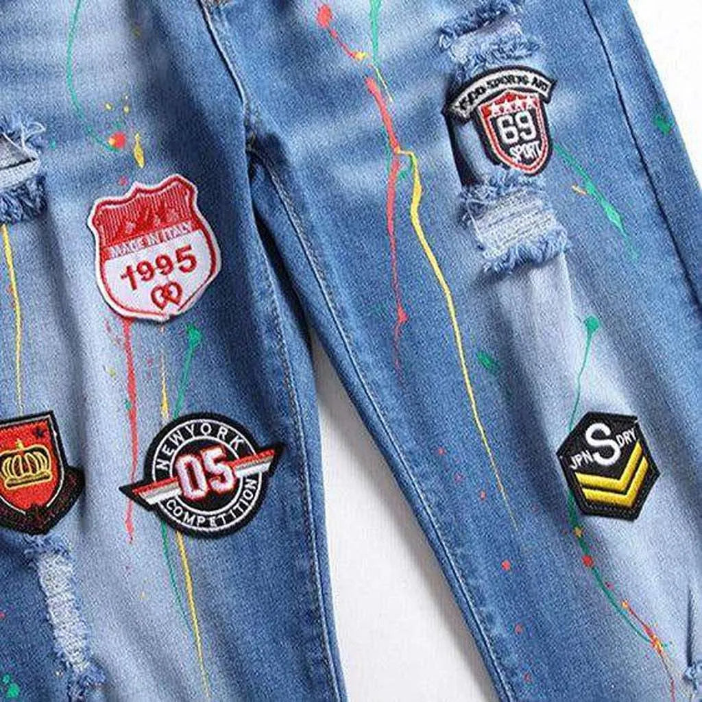 Badge embroidery jeans for men