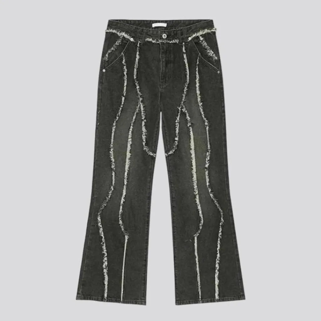 Baggy men's embroidered jeans