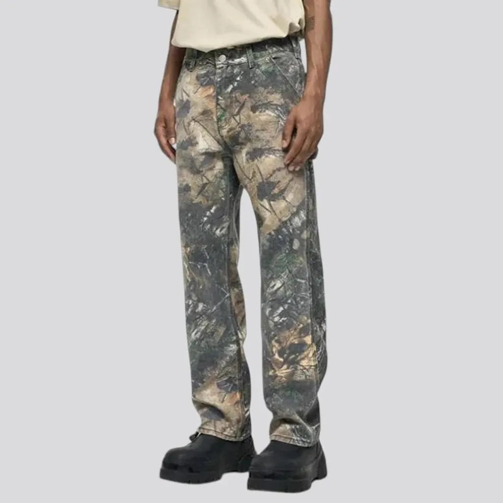 Boho camouflage carpenter-loop men's jeans