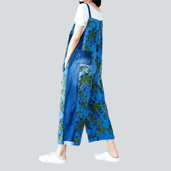 Chinese ornament women's denim jumpsuit