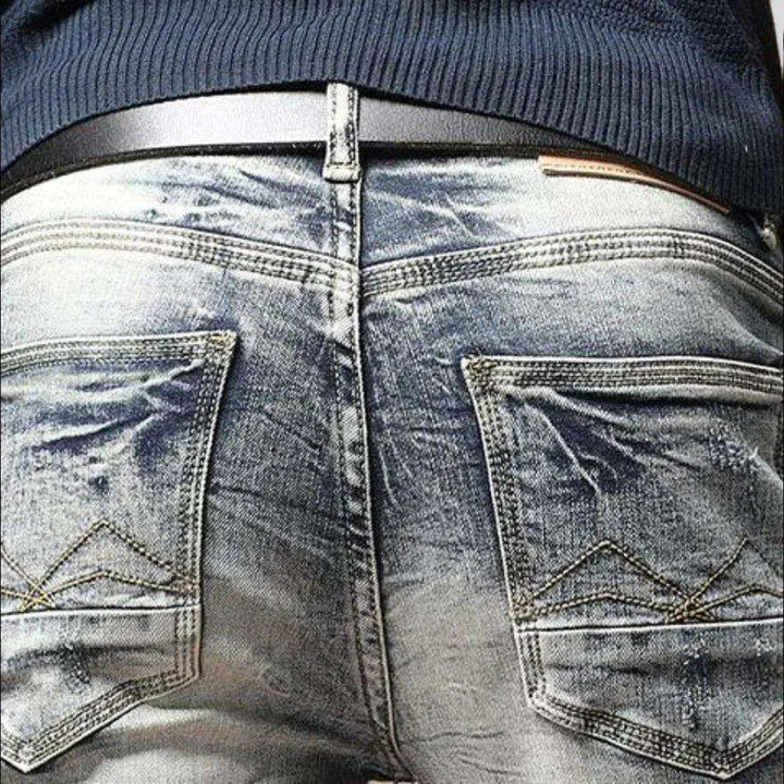 Vintage wash trendy men's jeans