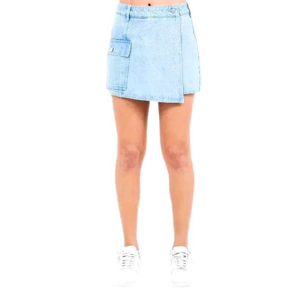 Chic and Stylish Denim Skort - Light Blue