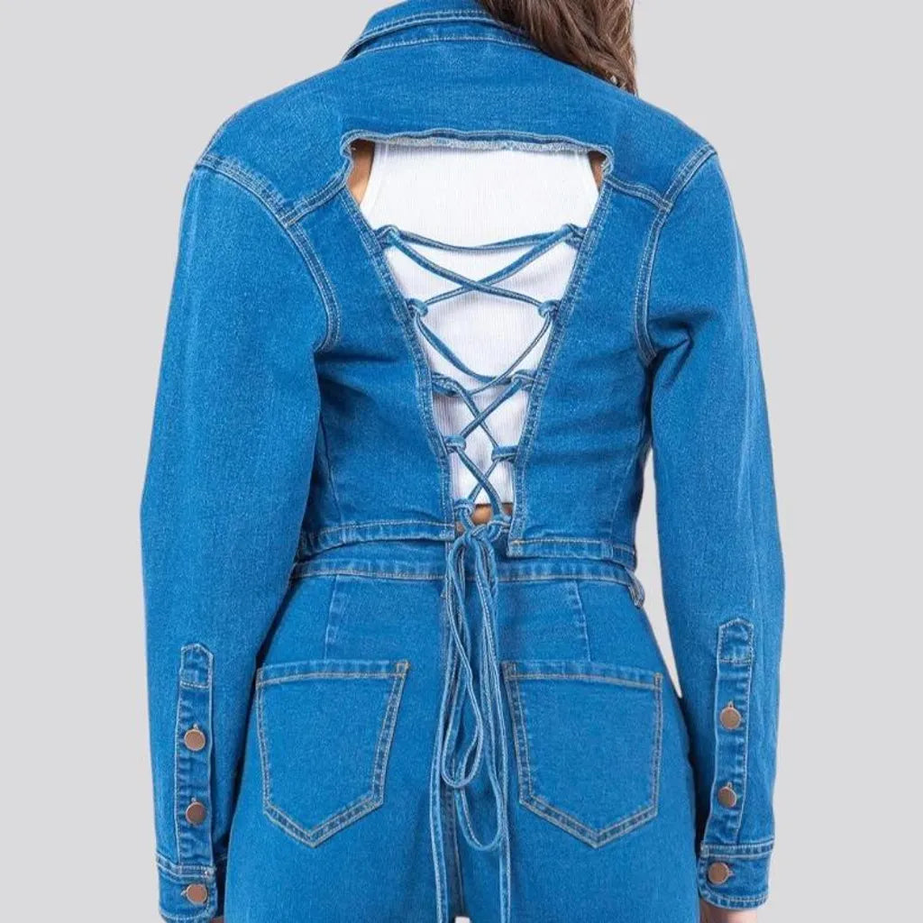 Chic cutout boho women's denim jacket