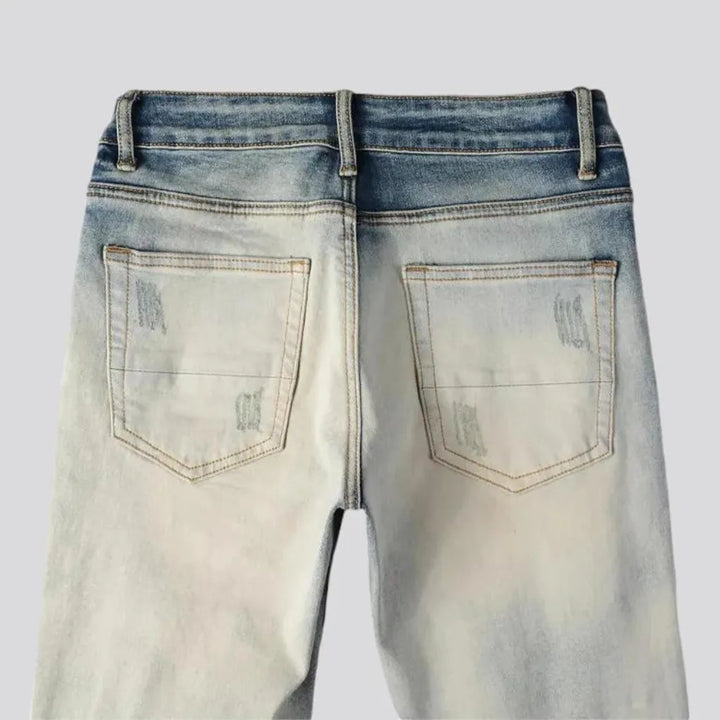 Skinny fit fashion grunge men's jeans