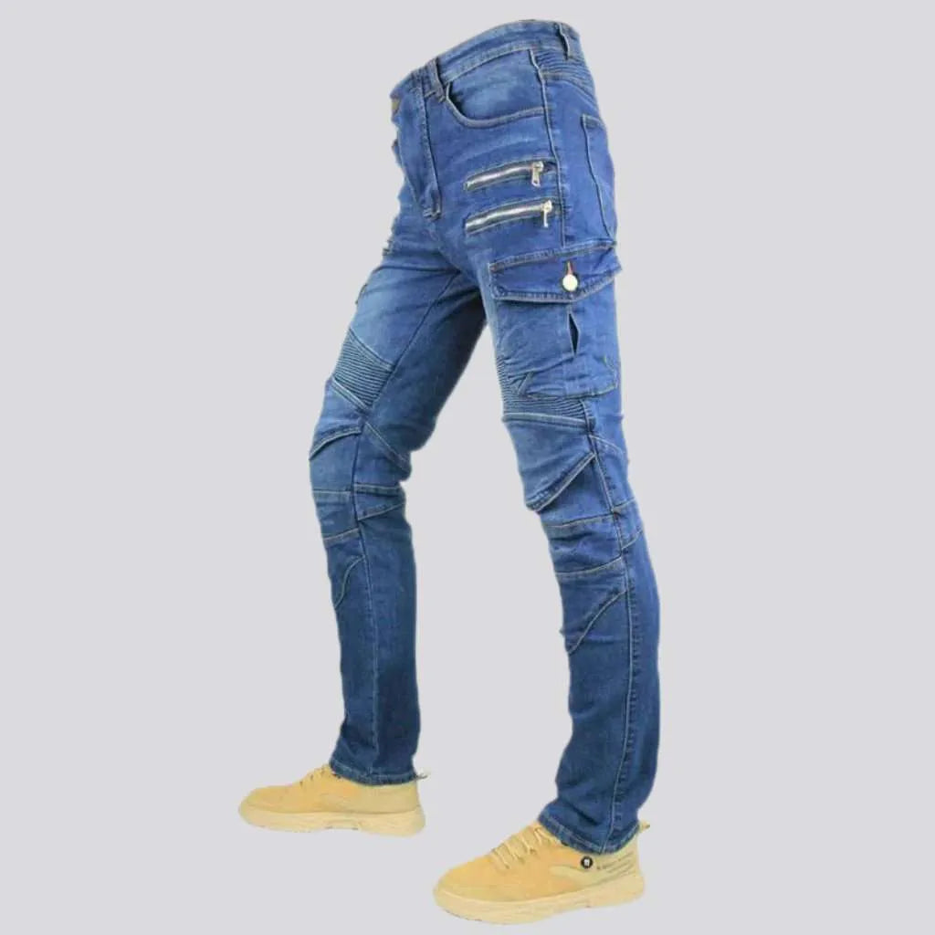 Cargo protective men's motorcycle jeans
