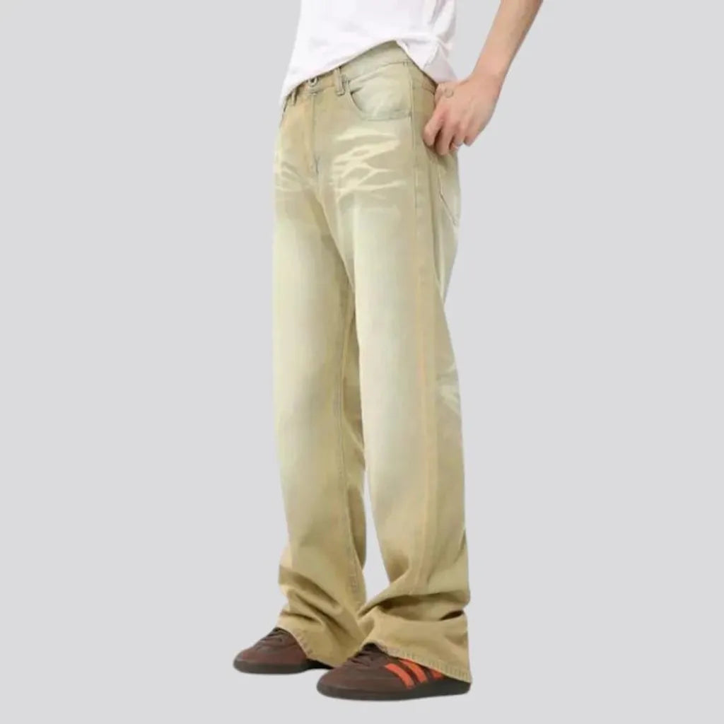 Boho light beige men's jeans