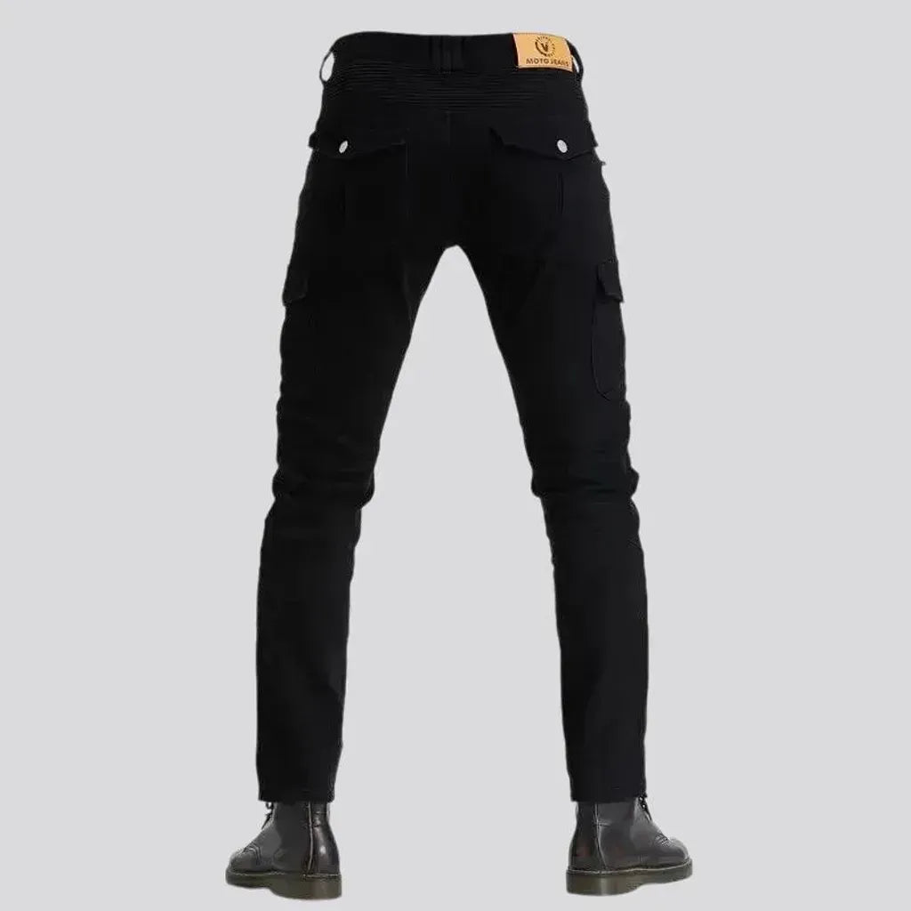 High-rise biker fit moto jeans for men