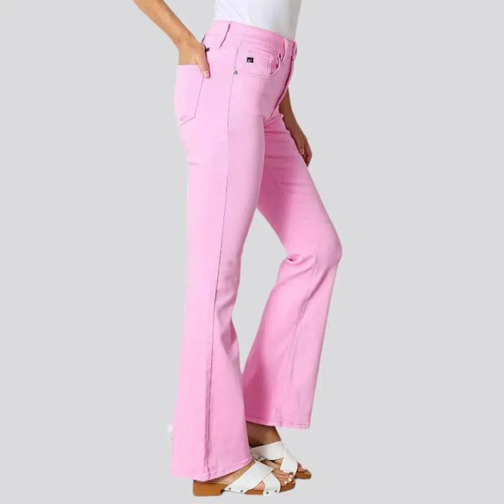 Pink bootcut jeans
 for women