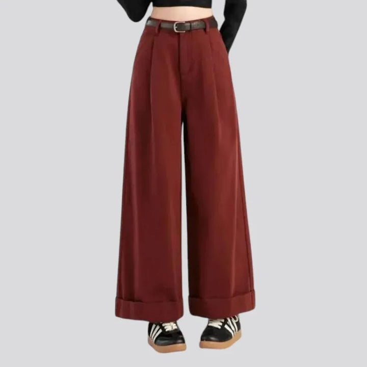 High-waist baggy fit denim pants for women