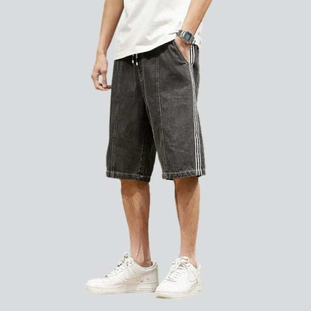 Loose denim shorts with bands