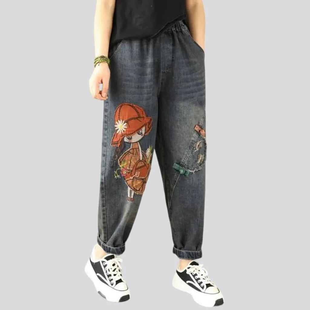 High-waist vintage denim pants
 for women