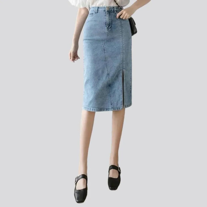Midi high-waist women's denim skirt