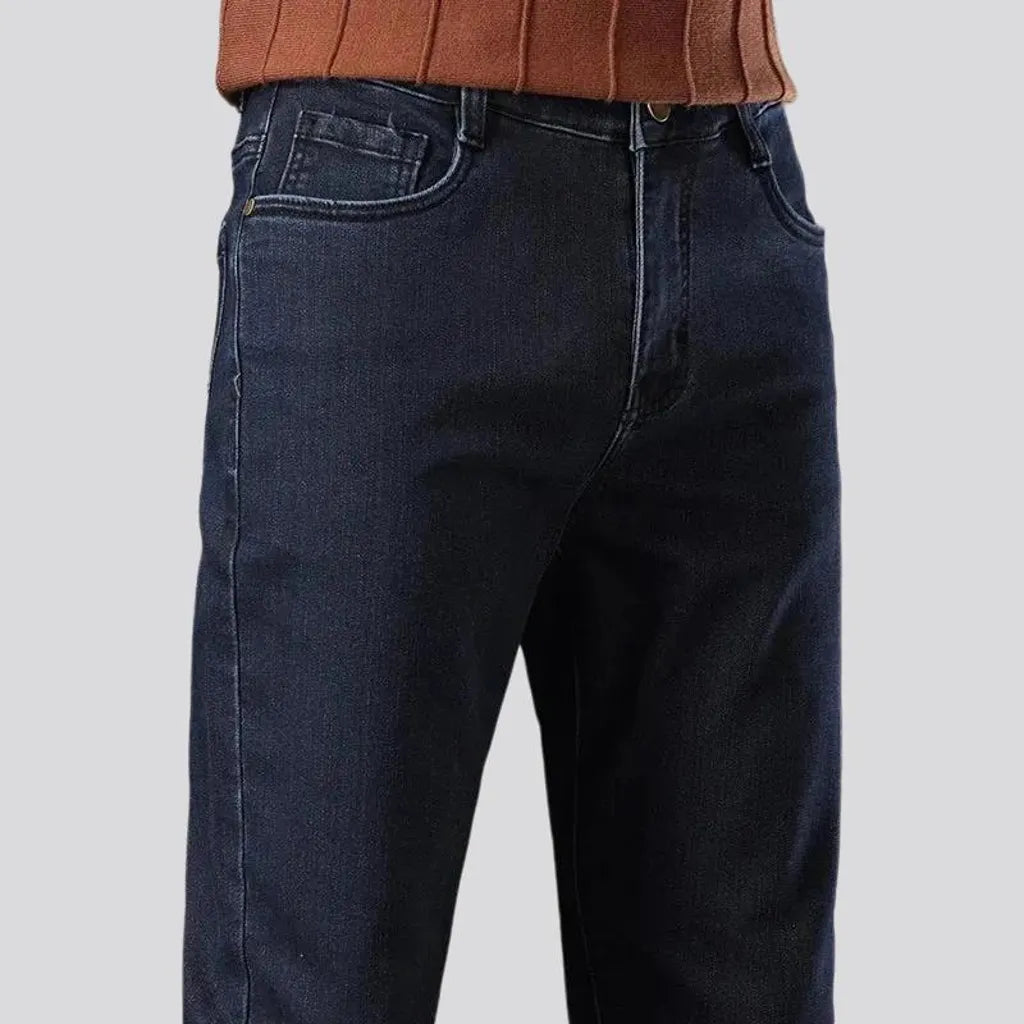 Casual tapered-fit elastic men's jeans