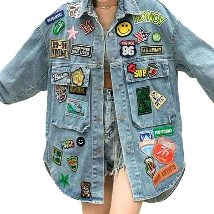 All-over patched denim jacket